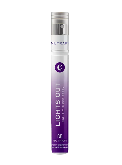 Nutrafi Lights Out natural sleep spray bottle under tongue application